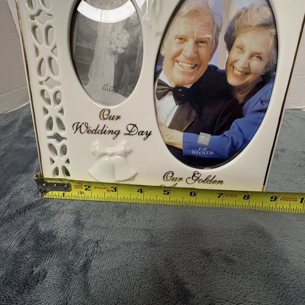 Russ 50th Wedding Anniversary Porcelain Picture Photo Frame Ornate